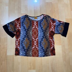 Ruby Rd. Multicolor Geometric Short Sleeve Top